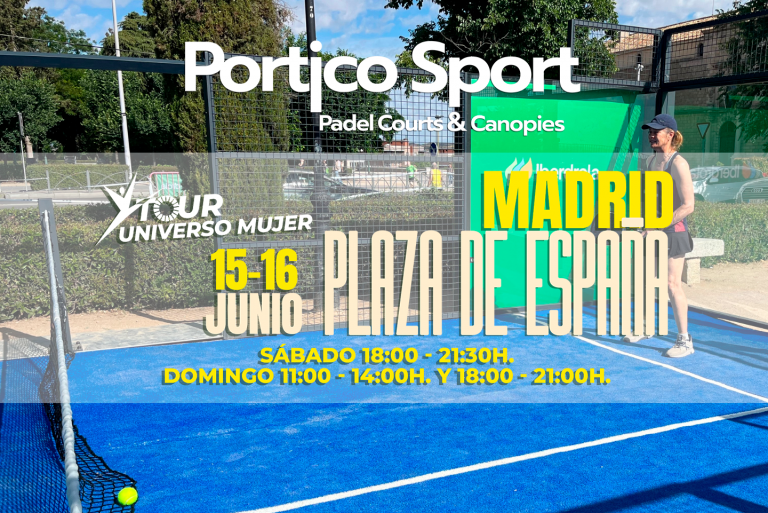 Portico Sport y su pista de pádel mini en el Tour Universo Mujer de Iberdrola de Madrid.